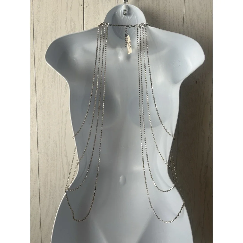 Vintage Y2K Express Rhinestone Collar Body Necklace Top NWT MSRP $300 New